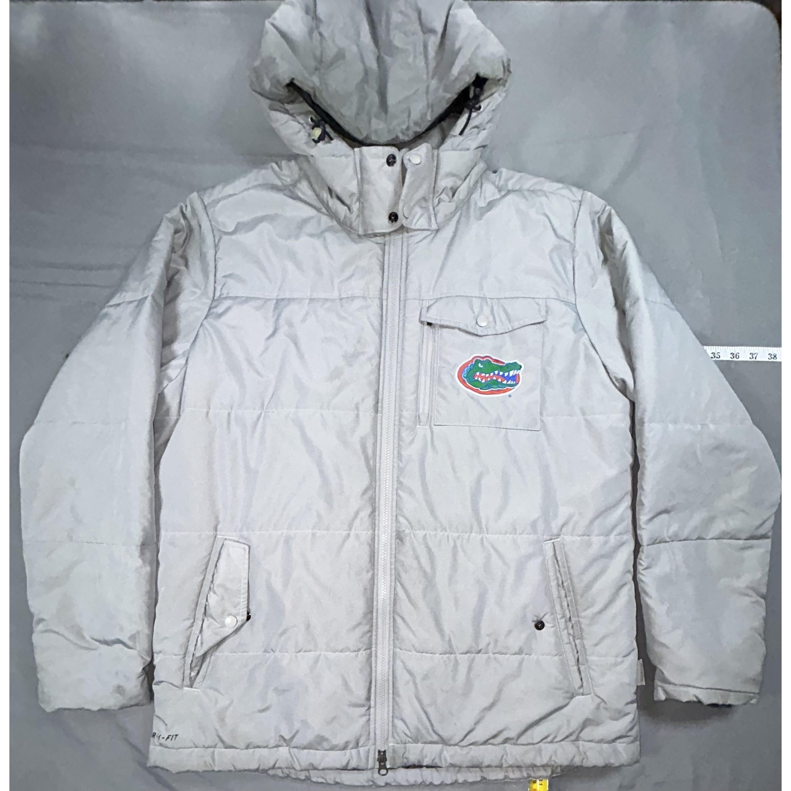 Florida Gators Jacket Mens Large Gray Ncaa Football Nike Hooded Puffer Storm-Fit